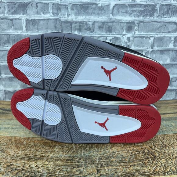 Nike Air Jordan 4 Retro Bred Black Cement Grey Red 308497-089 Mens Size 12 New main image 9